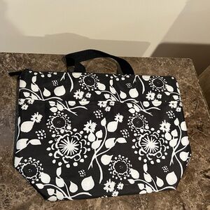 Floral Black and White Tote Bag